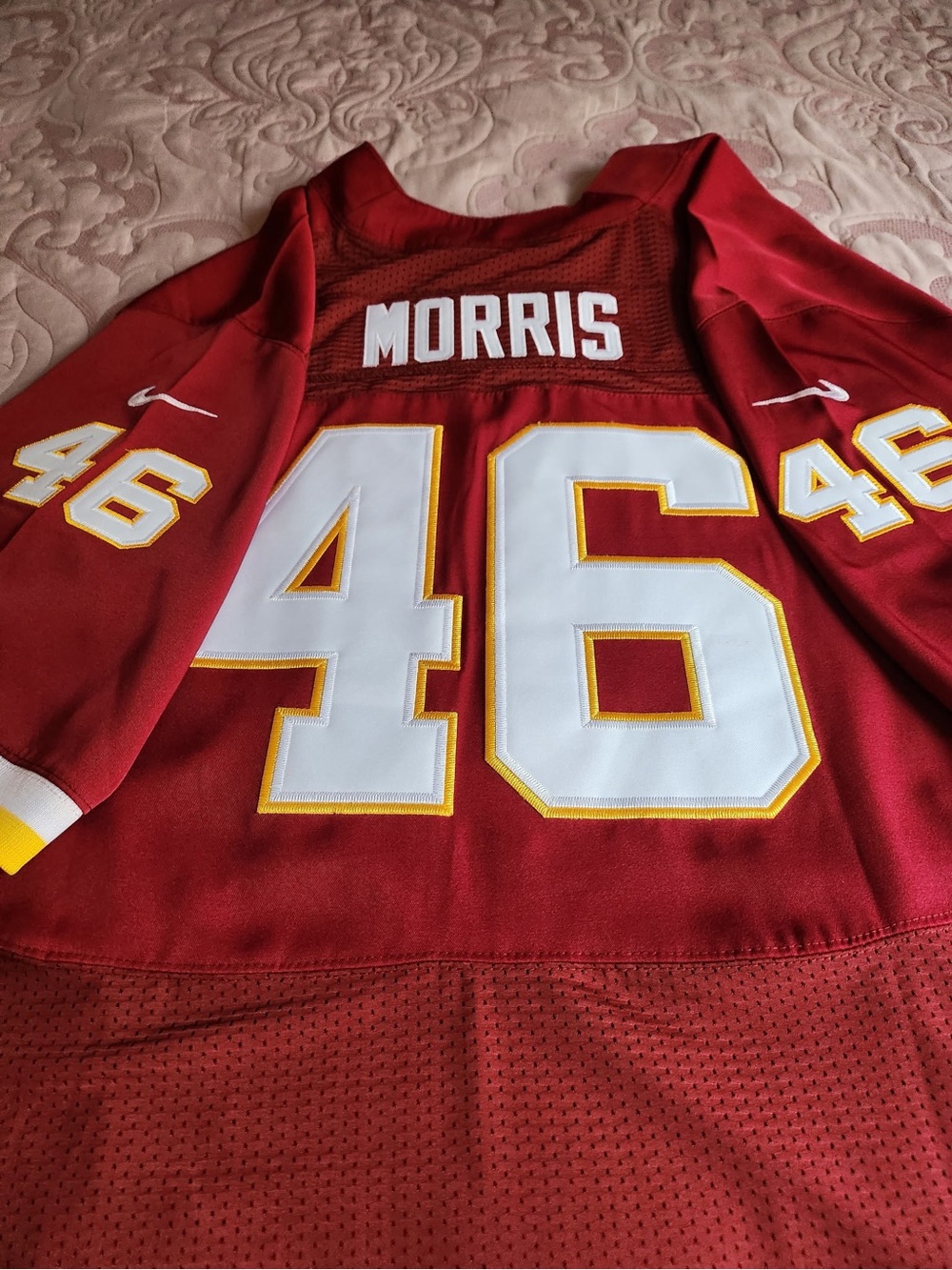 Nike Red Morris #46 Stitched Football Jersey with White and Gold Accents